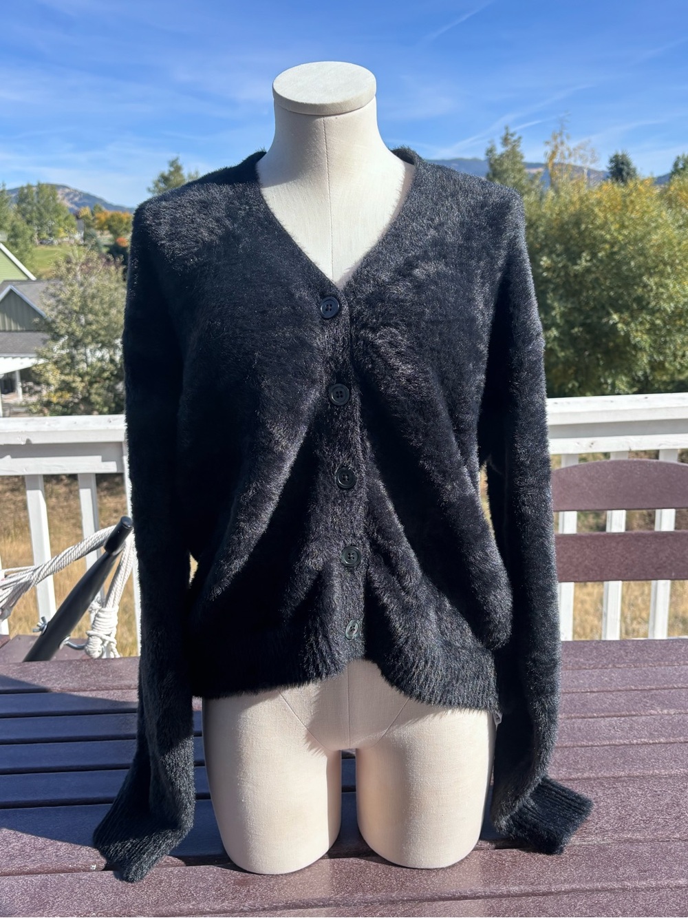 Levi's Black Fuzzy V-Neck Button Cardigan